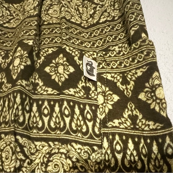 The Elephant Pant Bohemian Jogger Print Pants Green Gold Cream Size Medium - Picture 8 of 8